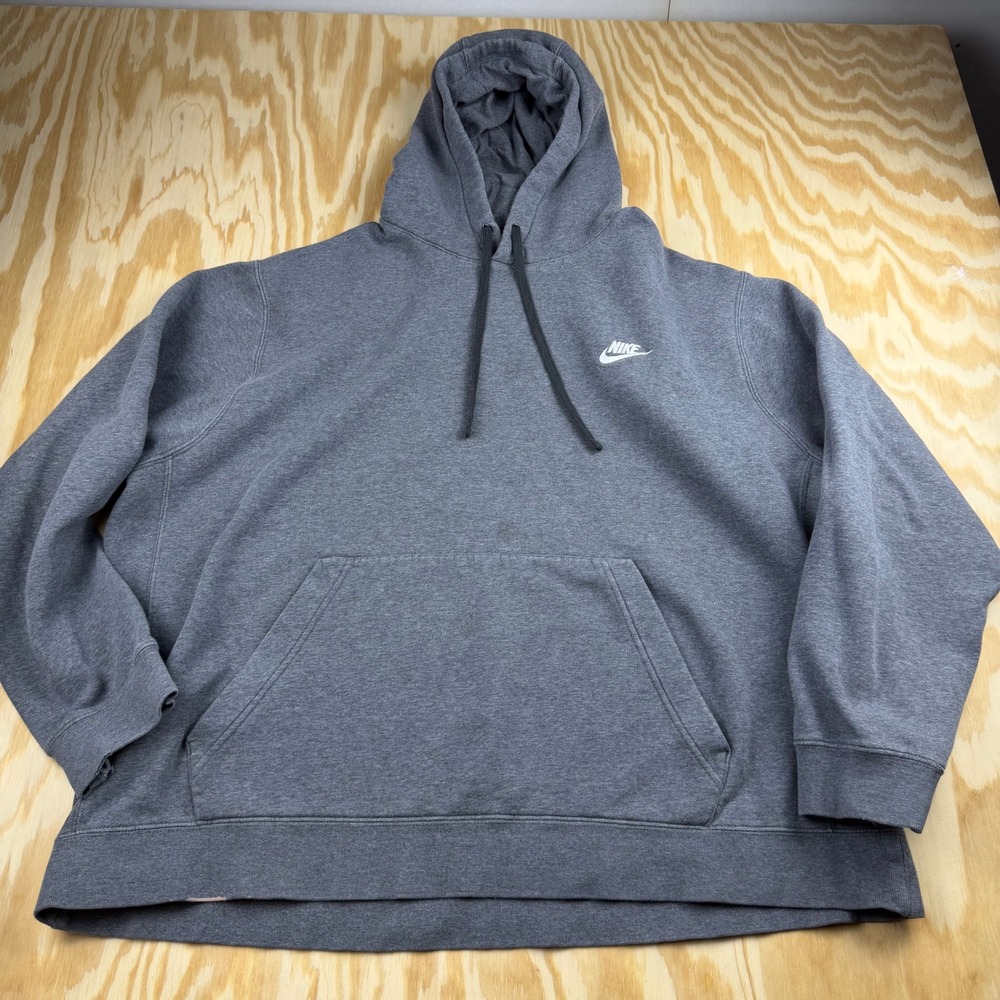 Nike Mens Sportswear Club Fleece Hoodie Charcoal Grey Pullover BV2654-071